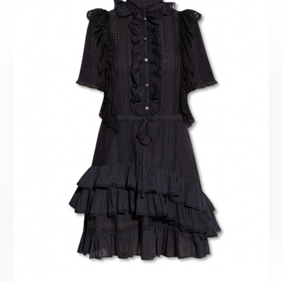 NWT Zadig & Voltaire Ranky Raffle Lace Trim Dress Noir Size S - Picture 2 of 7